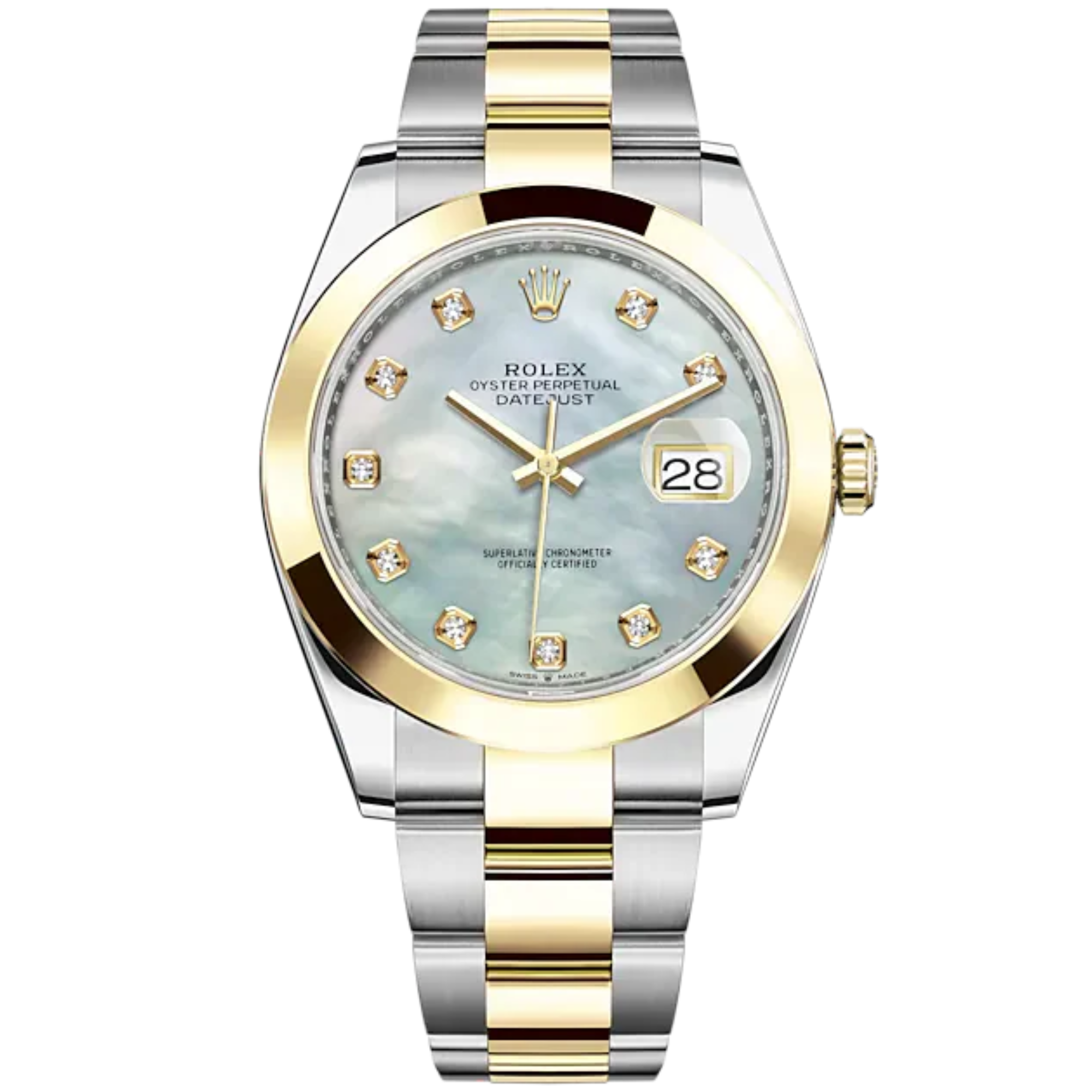 Datejust 41 41mm Oyster Bracelet Oystersteel and Yellow Gold with White Mother-Of-Pearl Diamond-Set Dial Yellow Gold Bezel - Rolex
