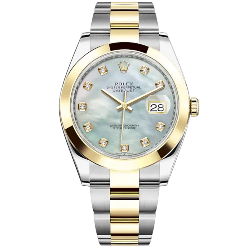 Datejust 41 41mm Oyster Bracelet Oystersteel and Yellow Gold with White Mother-Of-Pearl Diamond-Set Dial Yellow Gold Bezel - Rolex