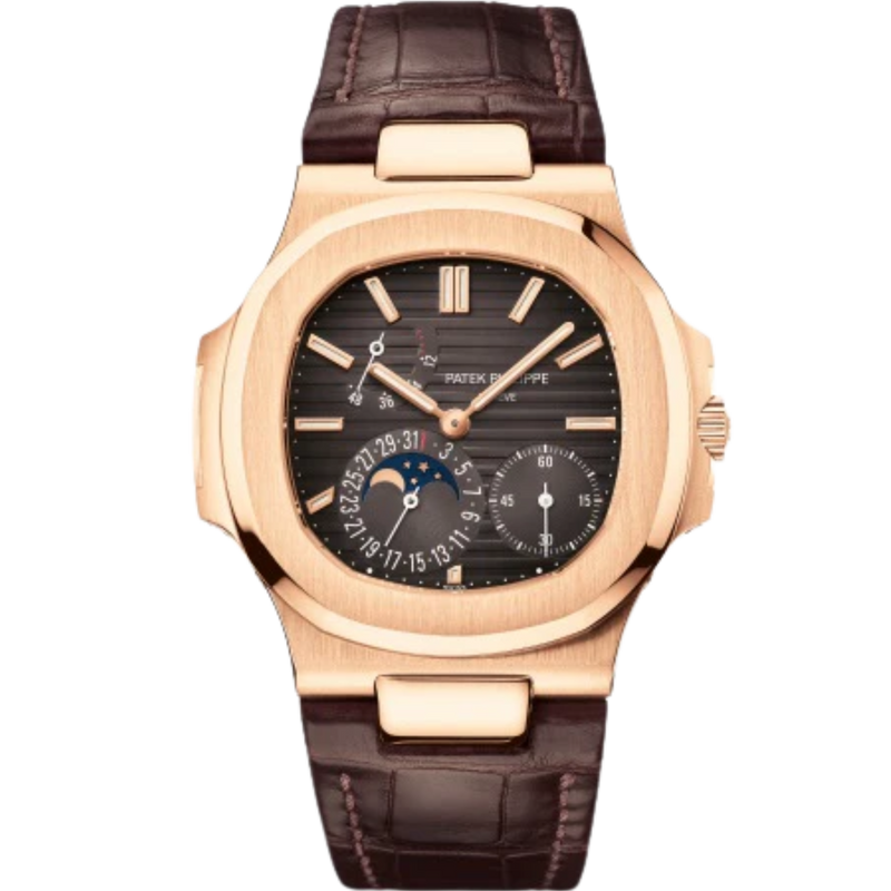 5712R-001 Nautilus 40mm Matte Dark Brown Alligator Strap Black Brown Embossed Dial Rose Gold Bezel - Patek Philippe