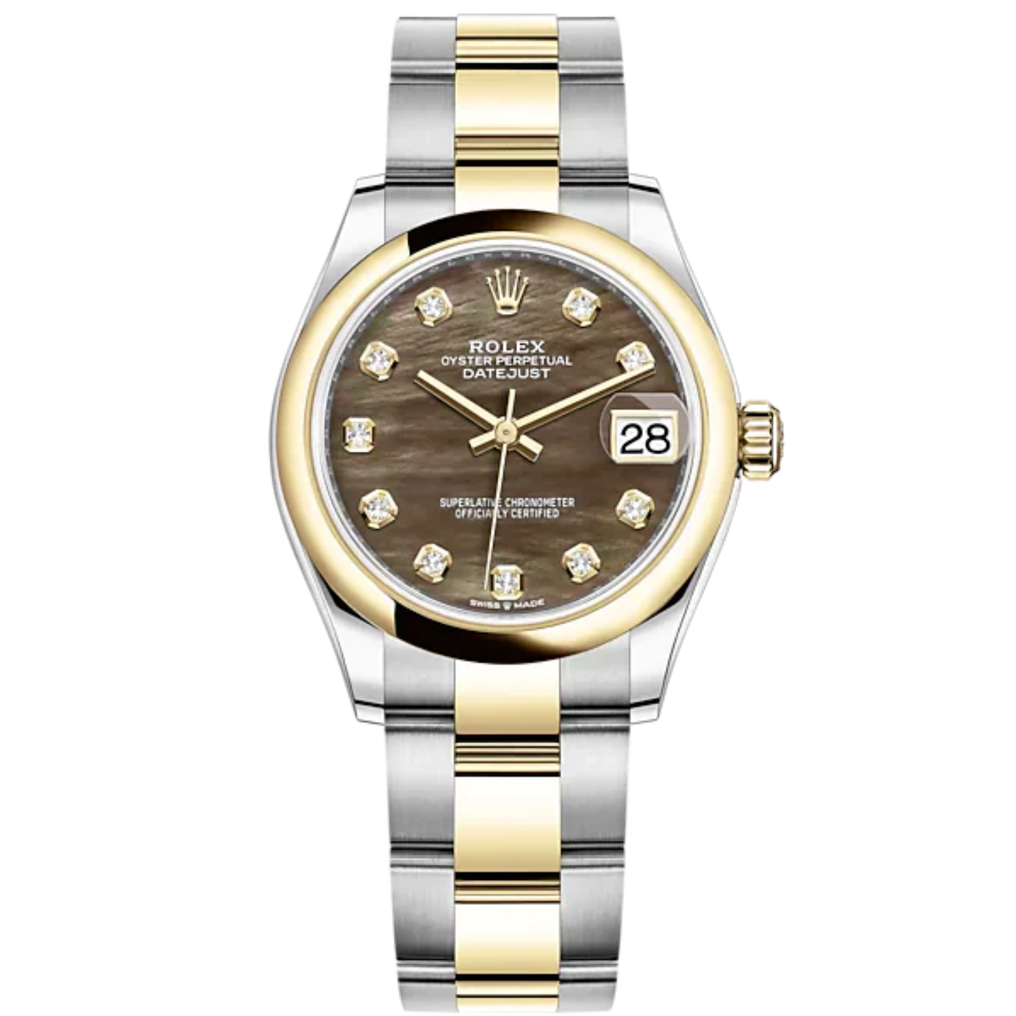 Datejust 31 31mm Oyster Bracelet Oystersteel and Yellow Gold with Black Mother-Of-Pearl Diamond-Set Dial Yellow Gold Bezel - Rolex
