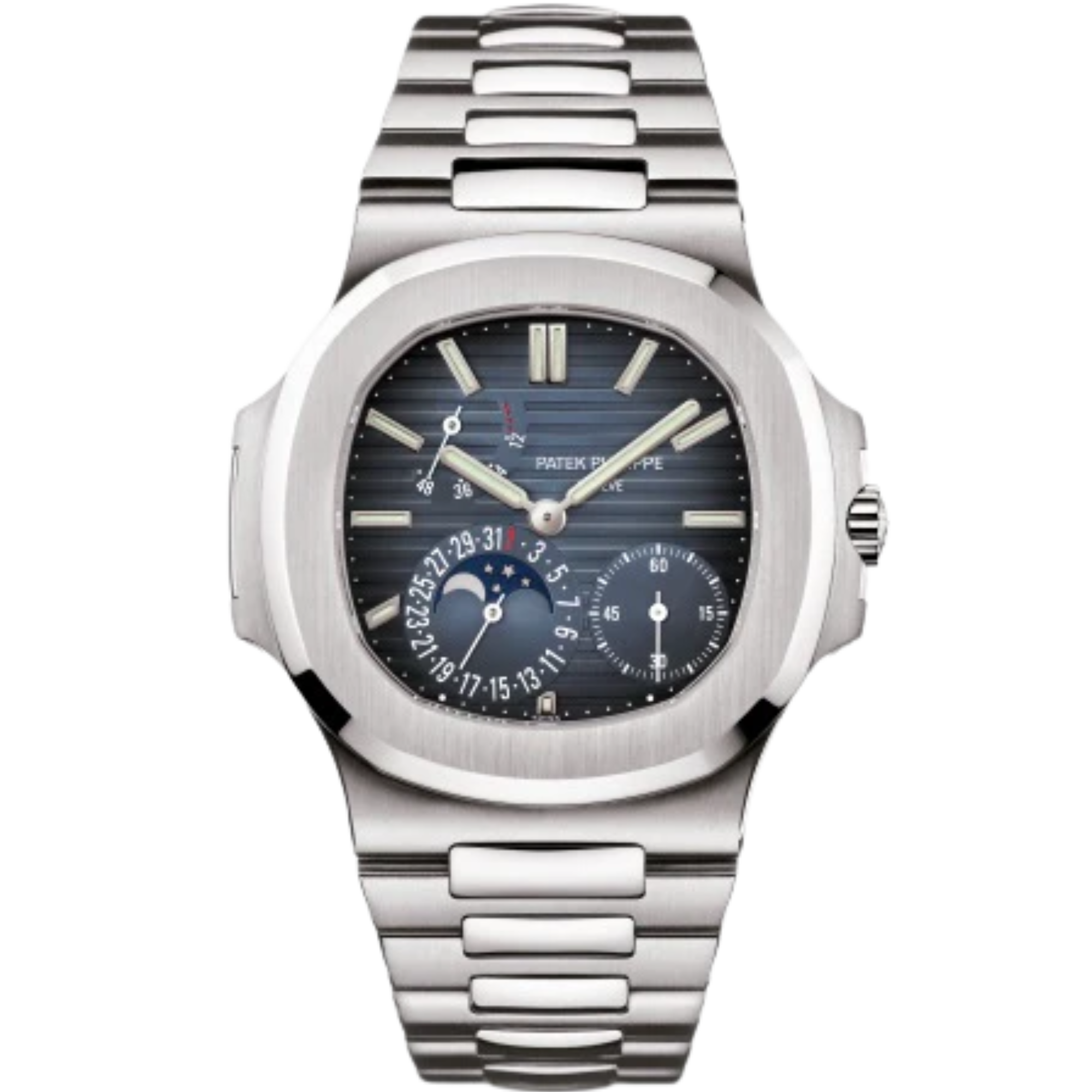 5712/1A-001 Nautilus 40mm Steel Bracelet Black-Blue Embossed Dial Stainless Steel Bezel - Patek Philippe