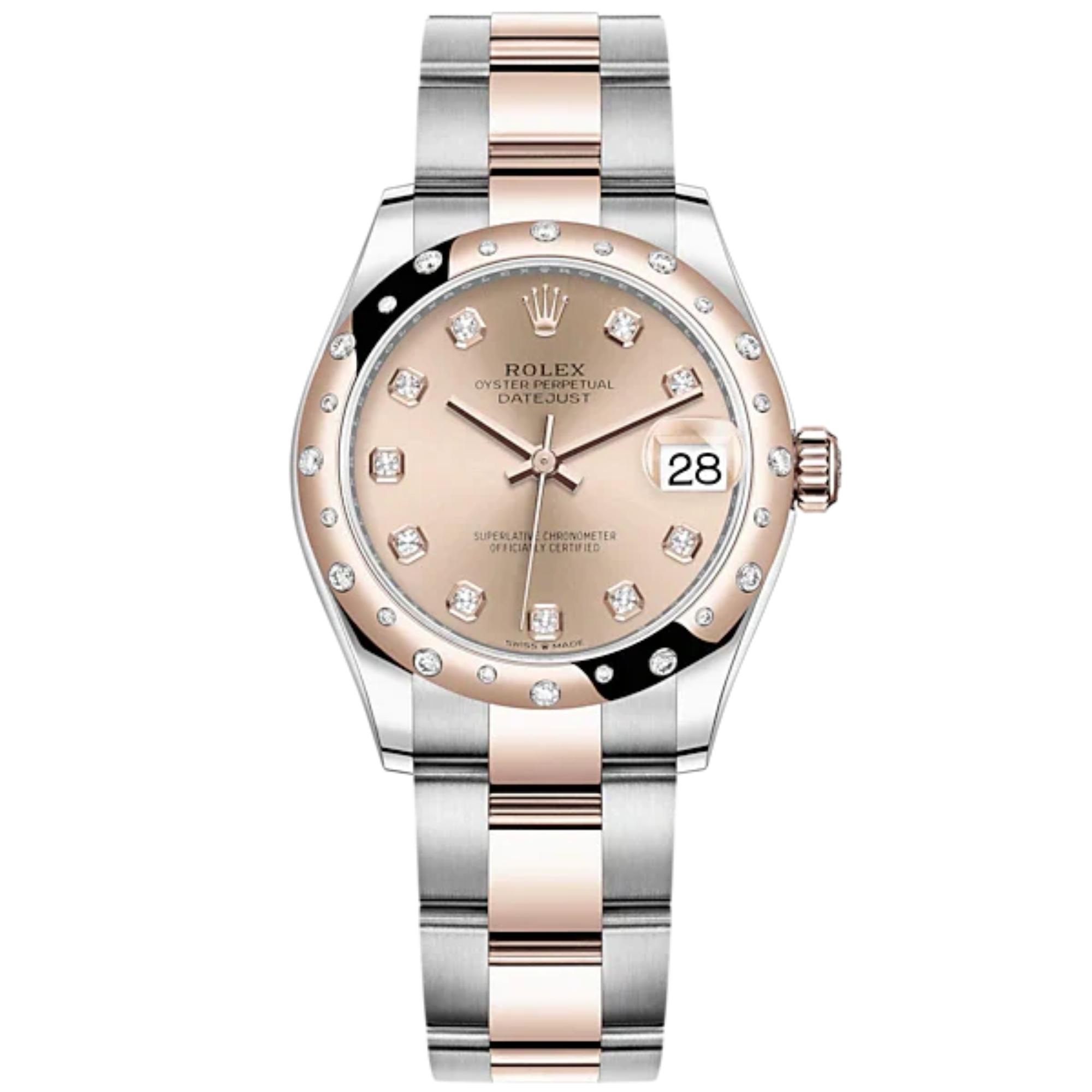 Datejust 31 31mm Oyster Bracelet Oystersteel and Everose Gold with Rosé-Colour Diamond-Set Dial Diamond-Set Bezel - Rolex