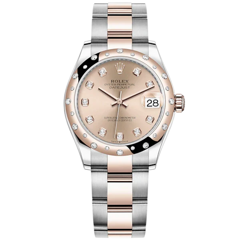 Datejust 31 31mm Oyster Bracelet Oystersteel and Everose Gold with Rosé-Colour Diamond-Set Dial Diamond-Set Bezel - Rolex
