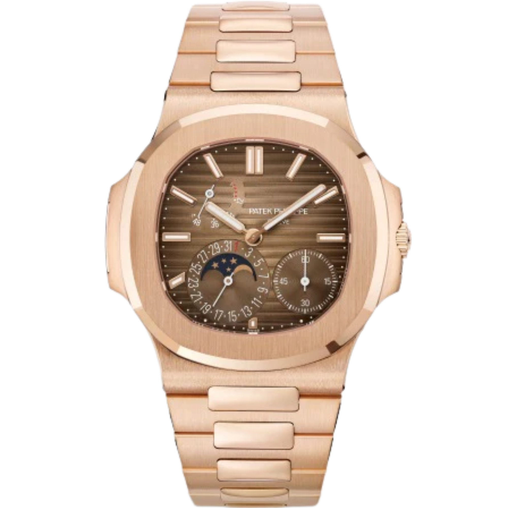 Patek Philippe Nautilus Ref. 5712/1R-001 40mm Rose Gold Bracelet Sunburst Brown Dial - Patek Philippe