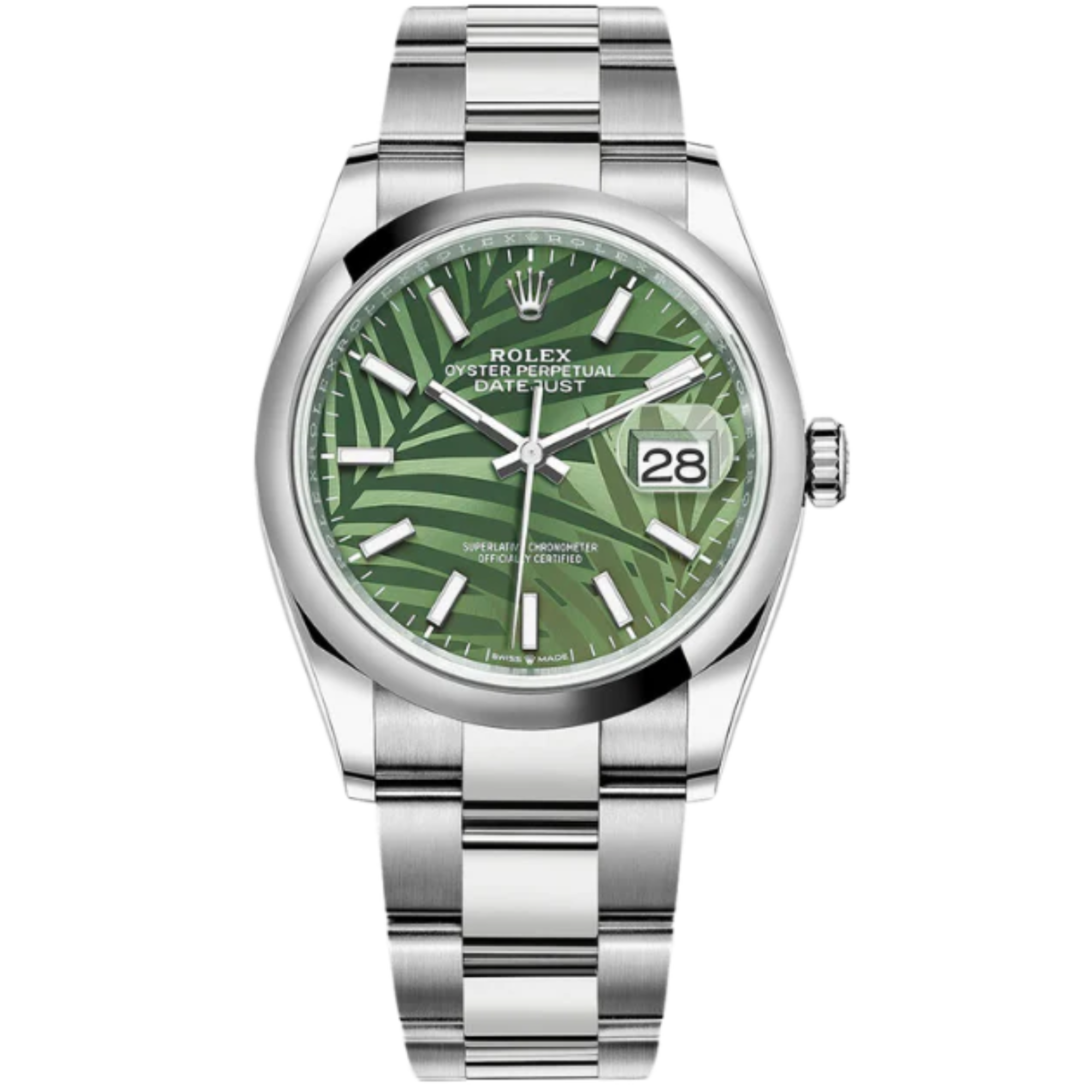 Rolex Datejust Ref. 126200 36MM Stainless Steel Palm Green Dial - Rolex