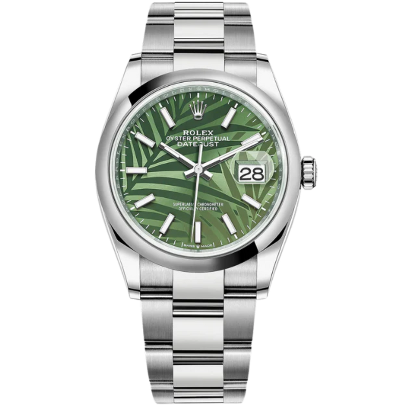 Rolex Datejust Ref. 126200 36MM Stainless Steel Palm Green Dial - Rolex