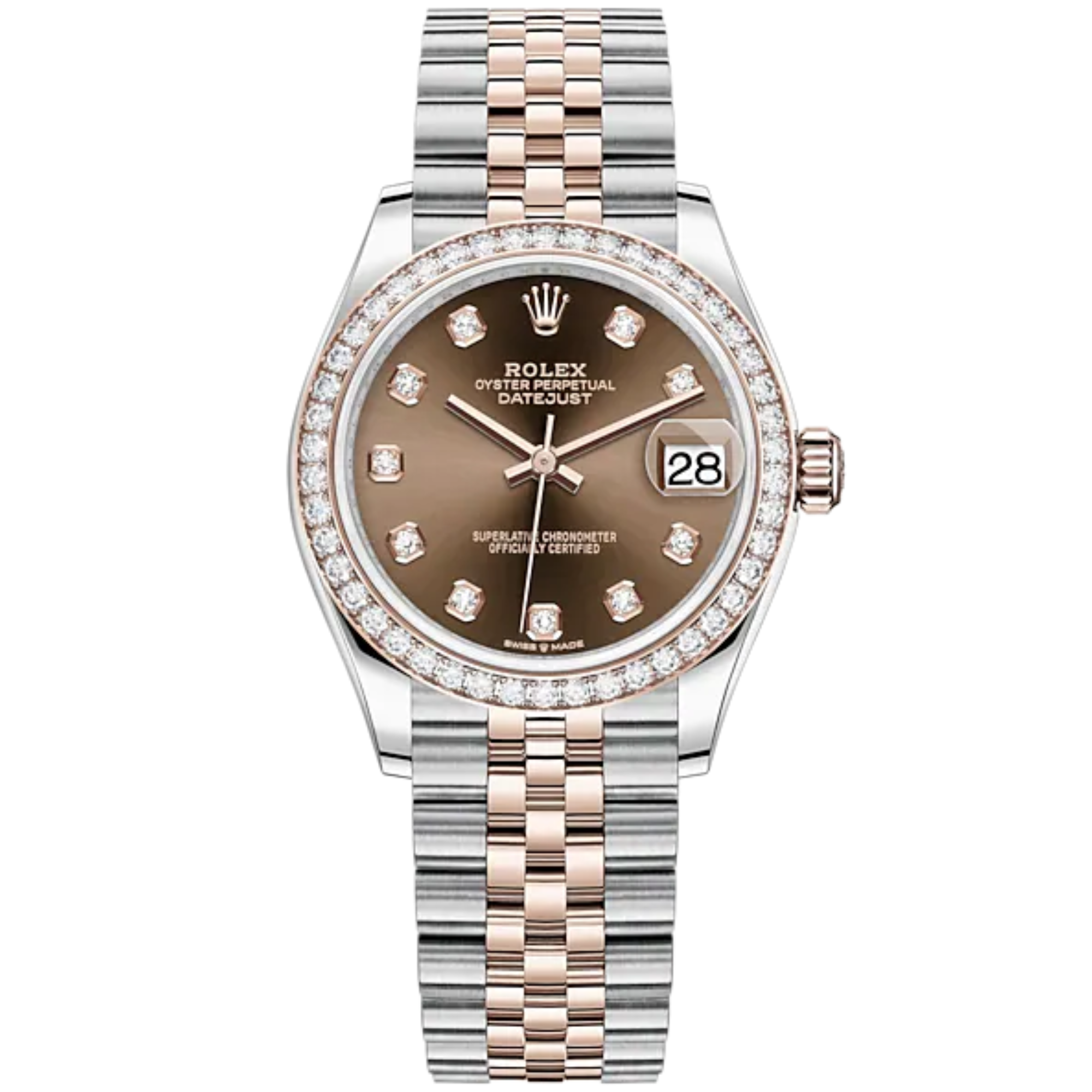 Datejust 31 31mm Jubilee Bracelet Oystersteel and Everose Gold with Chocolate Diamond-Set Dial Diamond-Set Bezel - Rolex