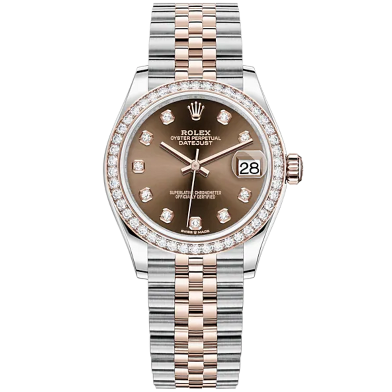 Datejust 31 31mm Jubilee Bracelet Oystersteel and Everose Gold with Chocolate Diamond-Set Dial Diamond-Set Bezel - Rolex