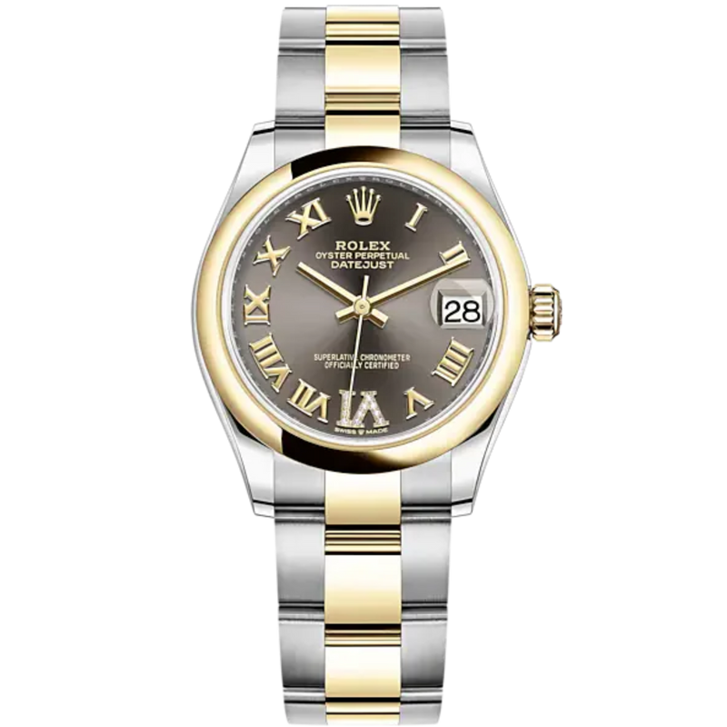 Datejust 31 31mm Oyster Bracelet Oystersteel and Yellow Gold with Dark Grey Diamond Dial Yellow Gold Bezel - Rolex