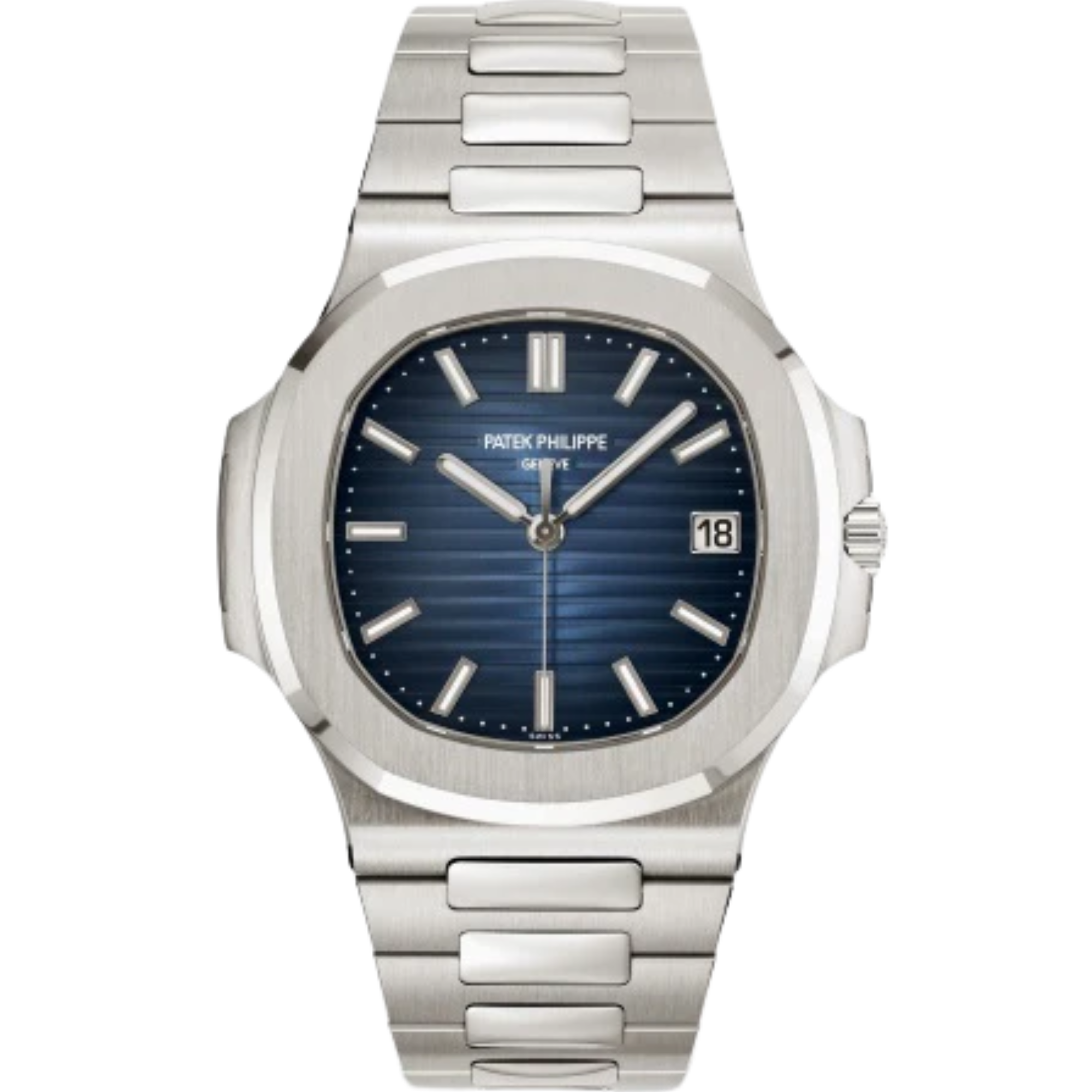 1G Nautilus 41mm White Gold Bracelet Sunburst Blue Black Gradient Rim Embossed Dial White Gold Bezel - Patek Philippe
