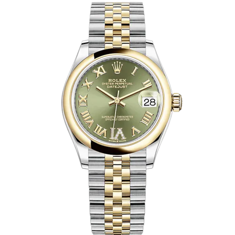 Datejust 31 31mm Jubilee Bracelet Oystersteel and Yellow Gold with Olive-Green Diamond Dial Yellow Gold Bezel - Rolex