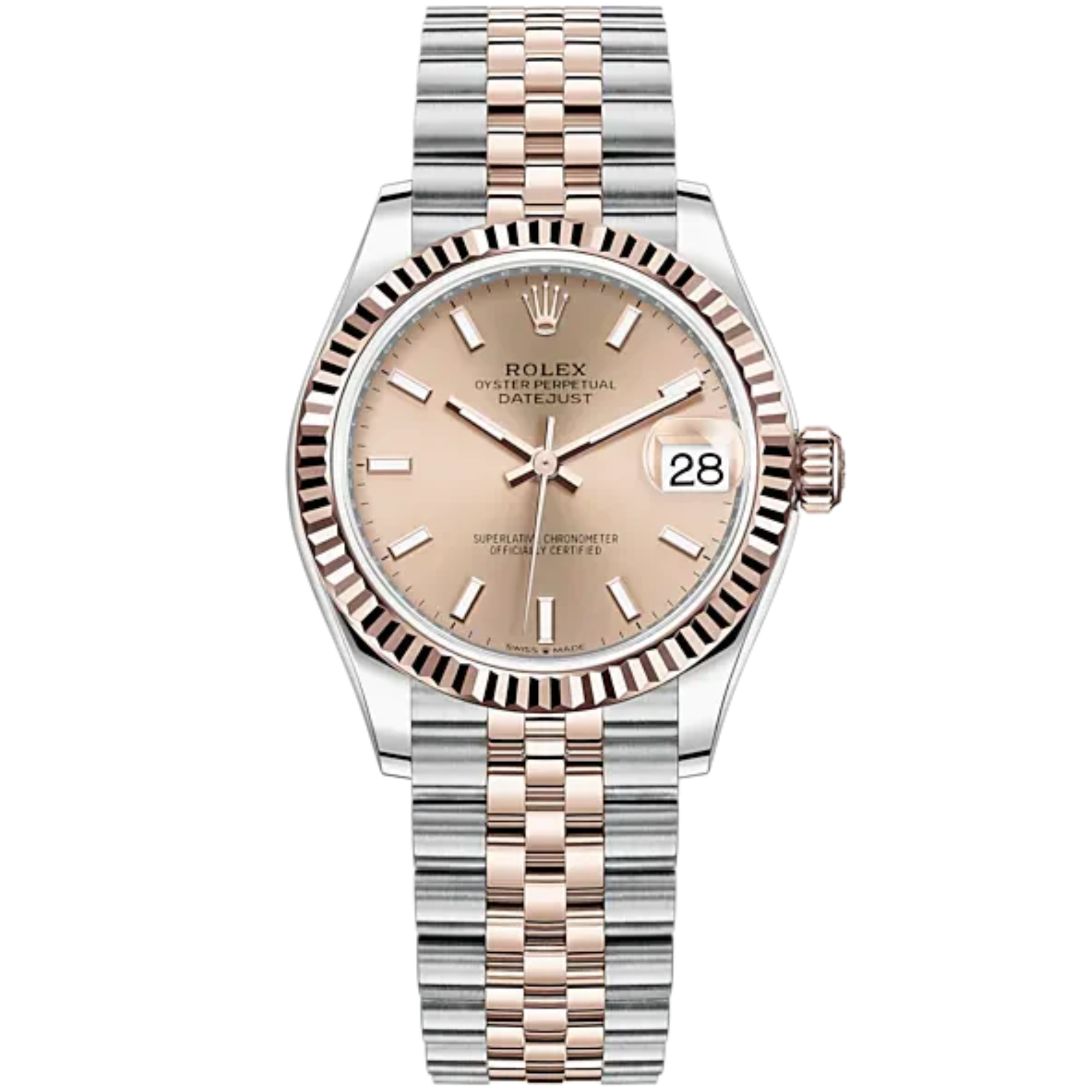 Datejust 31 31mm Jubilee Bracelet Oystersteel and Everose Gold with Rosé-Colour Dial Fluted Bezel - Rolex