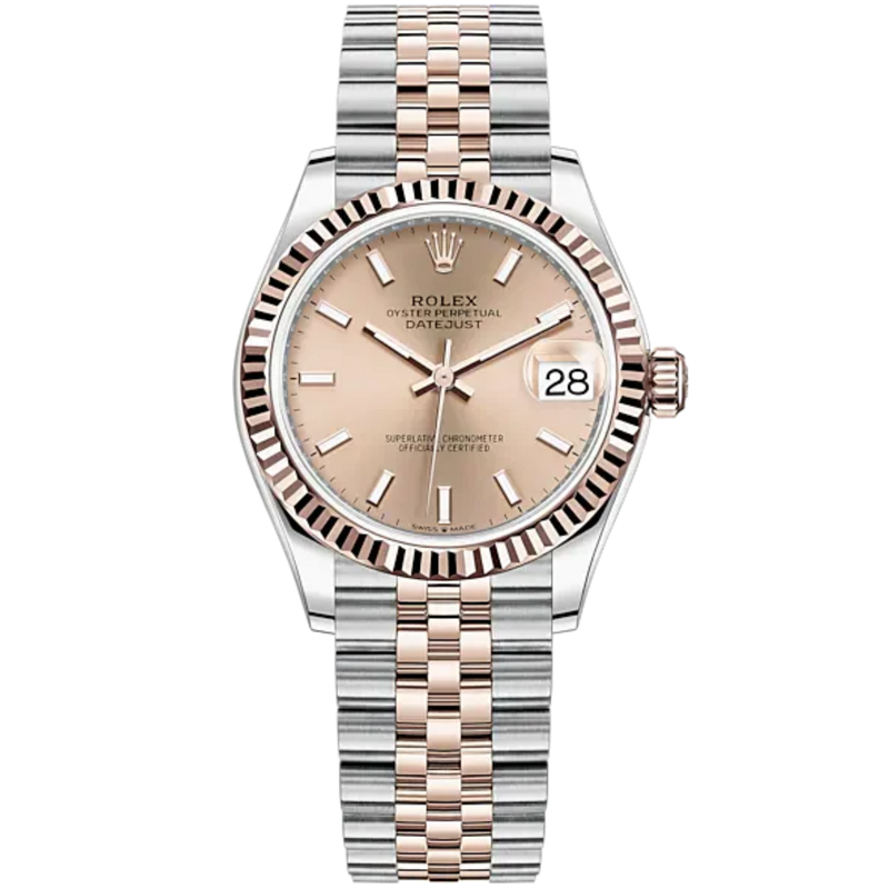 Datejust 31 31mm Jubilee Bracelet Oystersteel and Everose Gold with Rosé-Colour Dial Fluted Bezel - Rolex