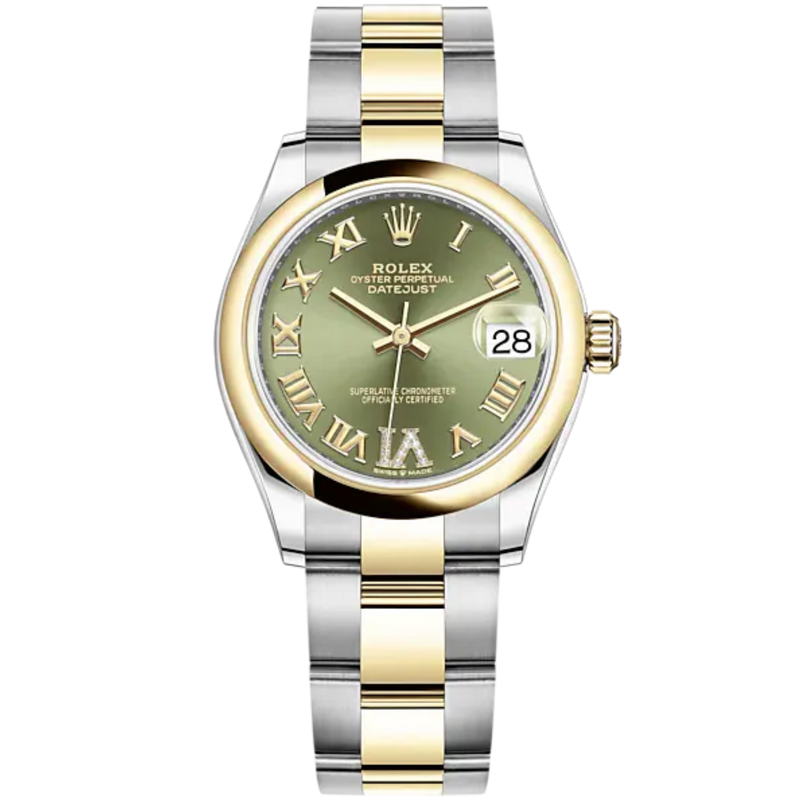 Datejust 31 31mm Oyster Bracelet Oystersteel and Yellow Gold with Olive-Green Diamond Dial Yellow Gold Bezel - Rolex