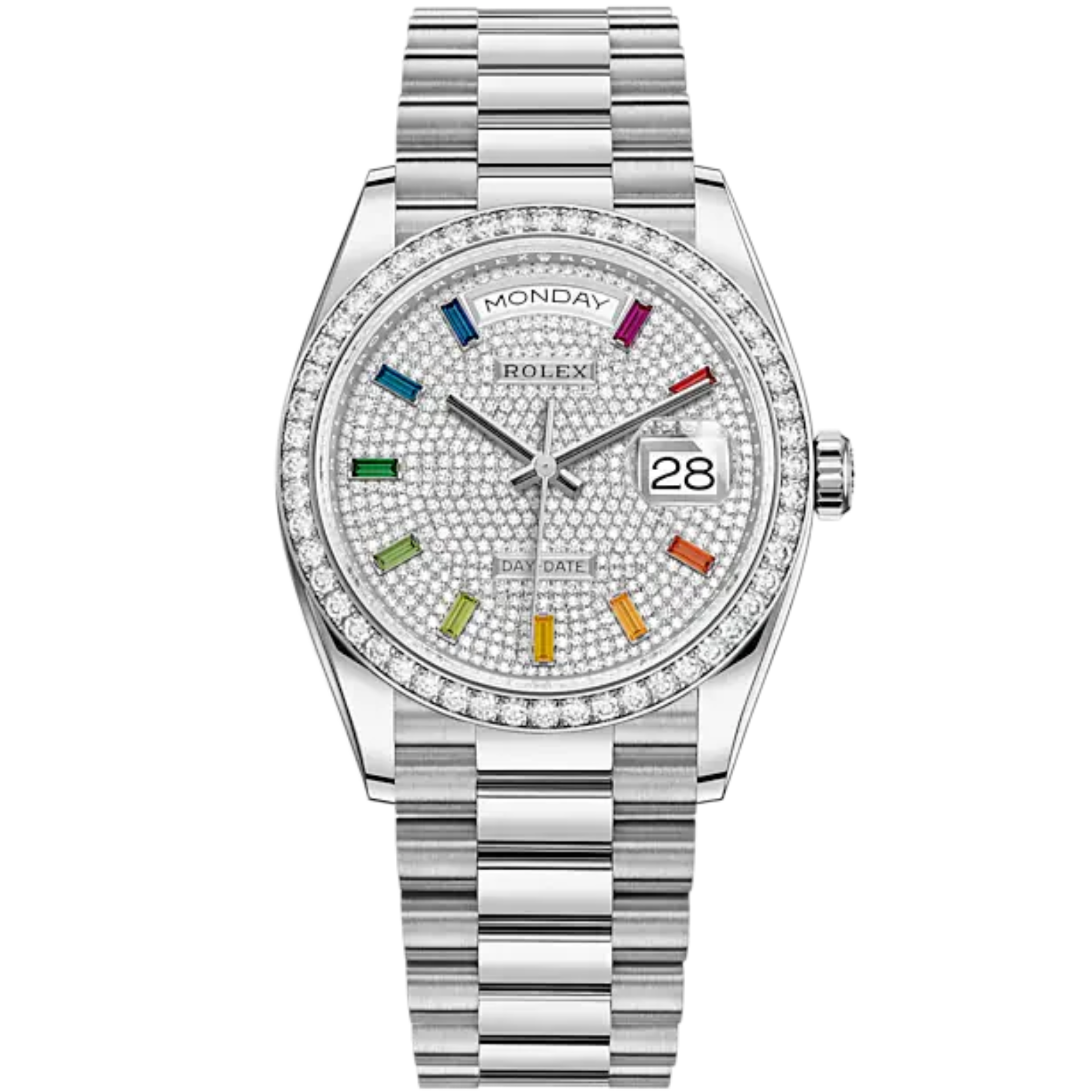 Rolex Day-Date  Ref. 28349RBR 36mm Pave Rainbow Dial - Rolex