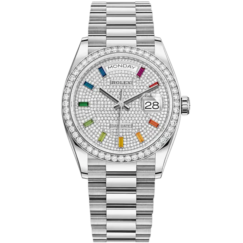 Rolex Day-Date  Ref. 28349RBR 36mm Pave Rainbow Dial - Rolex