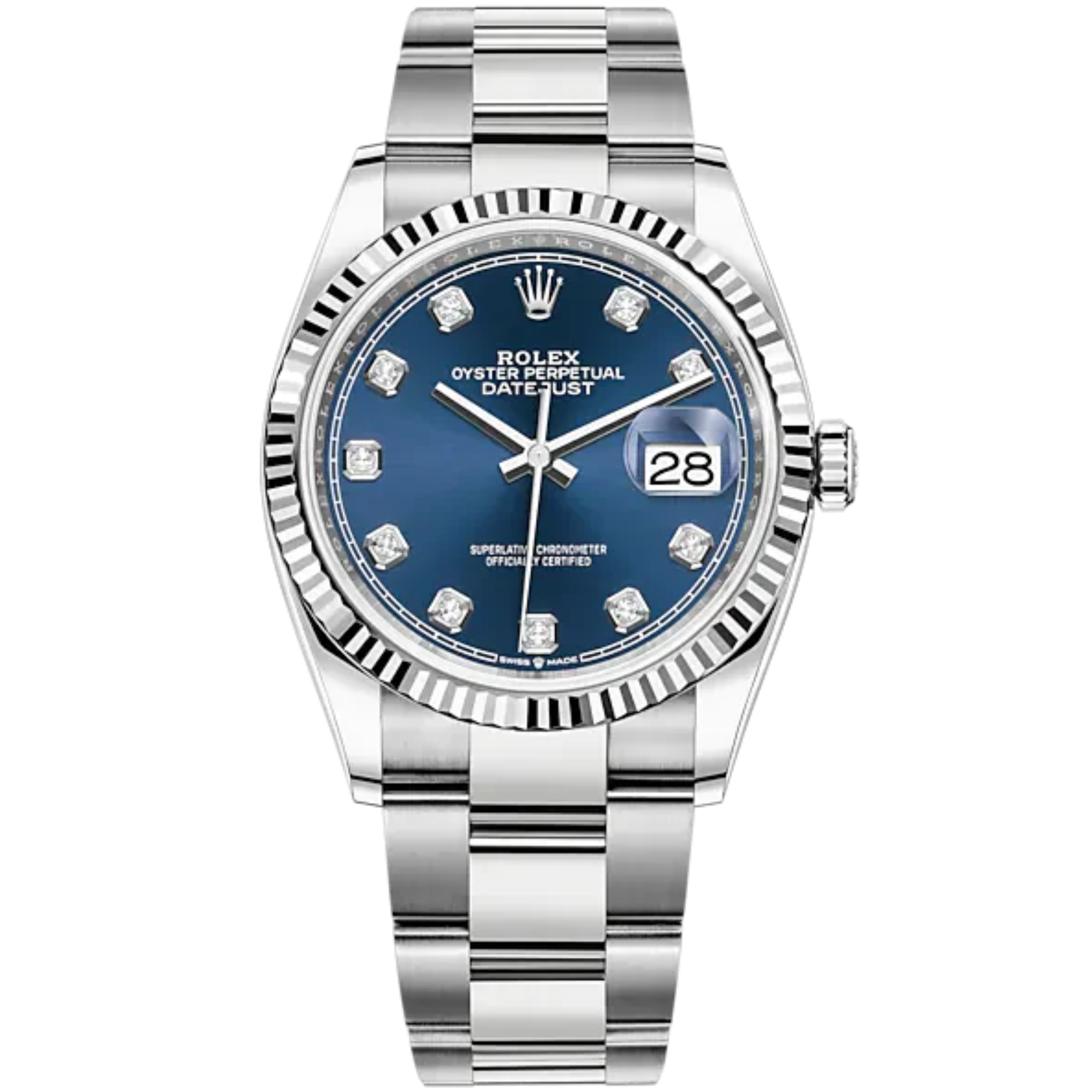 Rolex Datejust Ref. 126234 36mm Oyster Bracelet White Gold with Blue Diamond-Marker Dial - Rolex