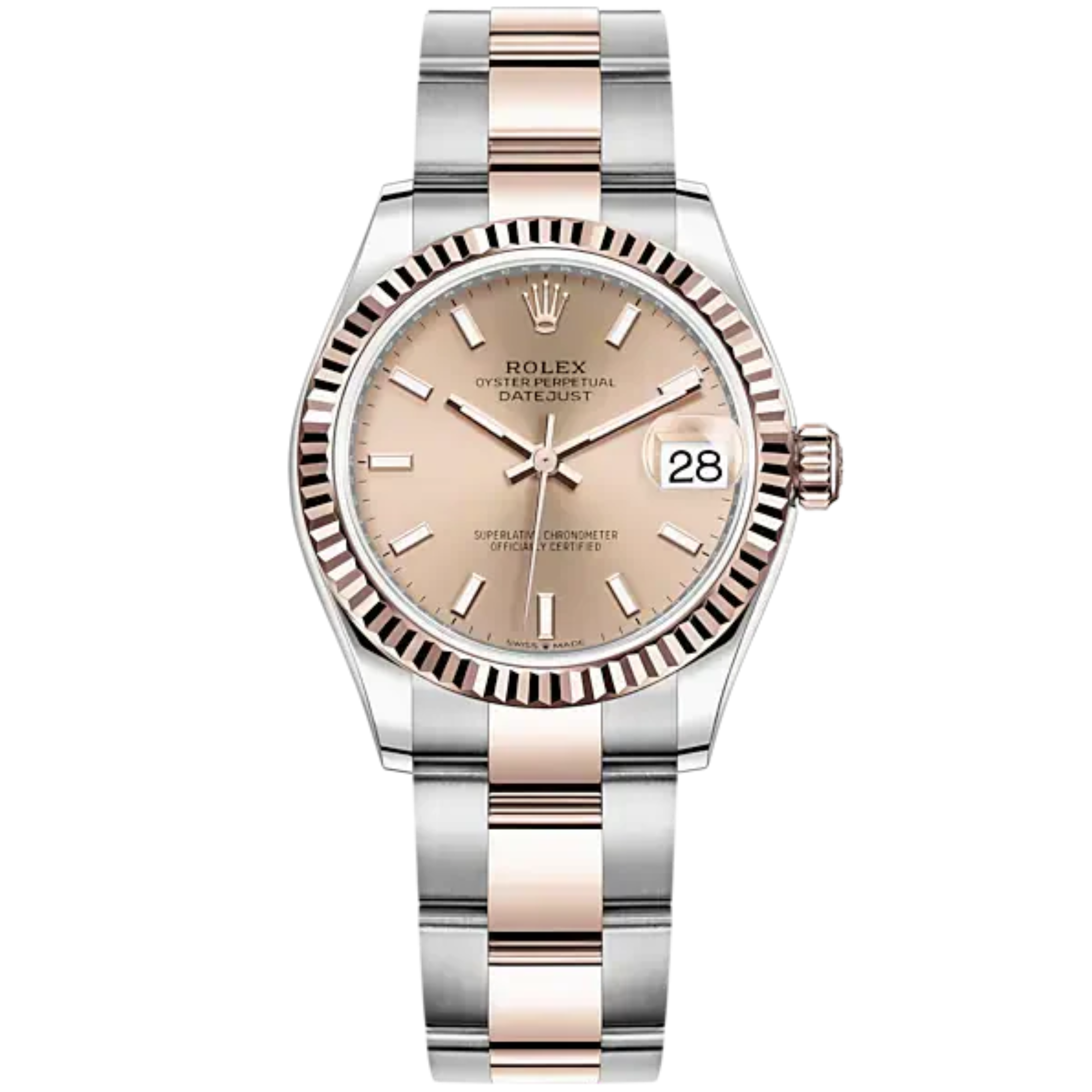 Datejust 31 31mm Oyster Bracelet Oystersteel and Everose Gold with Rosé-Colour Dial Fluted Bezel - Rolex