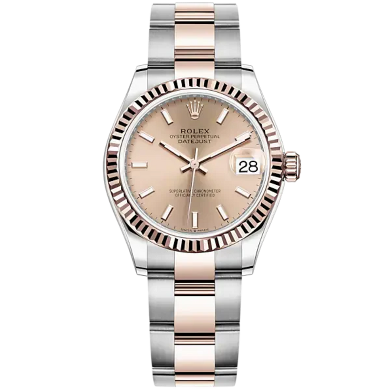 Datejust 31 31mm Oyster Bracelet Oystersteel and Everose Gold with Rosé-Colour Dial Fluted Bezel - Rolex