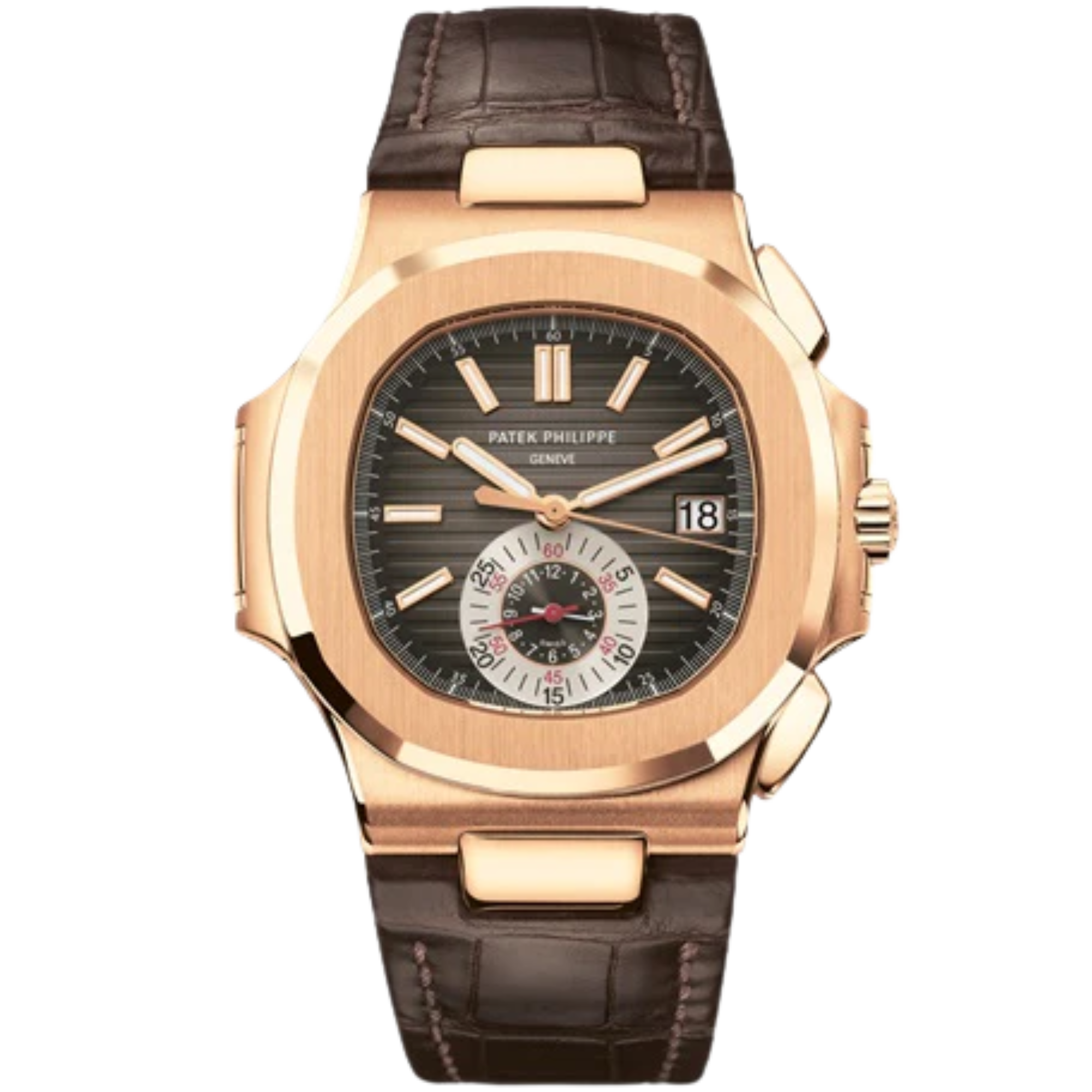 5980R Nautilus 40.5mm Matt Dark Brown Alligator Strap Black Brown Embossed Dial Rose Gold Bezel - Patek Philippe