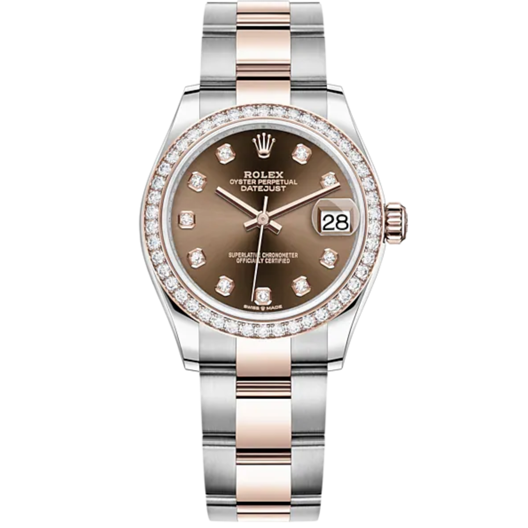 Datejust 31 31mm Oyster Bracelet Oystersteel and Everose Gold with Chocolate Diamond-Set Dial Diamond-Set Bezel - Rolex