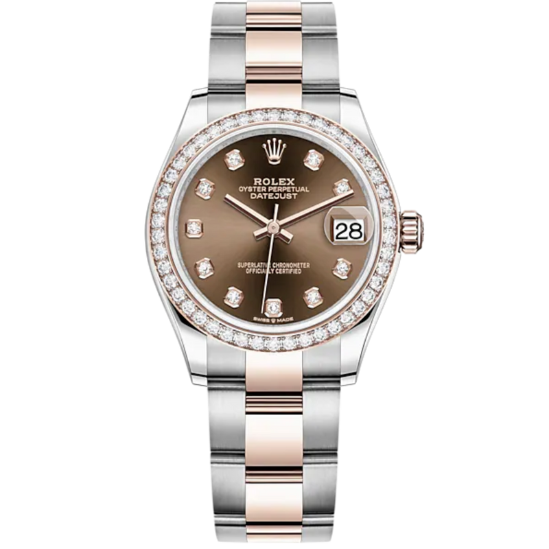 Datejust 31 31mm Oyster Bracelet Oystersteel and Everose Gold with Chocolate Diamond-Set Dial Diamond-Set Bezel - Rolex
