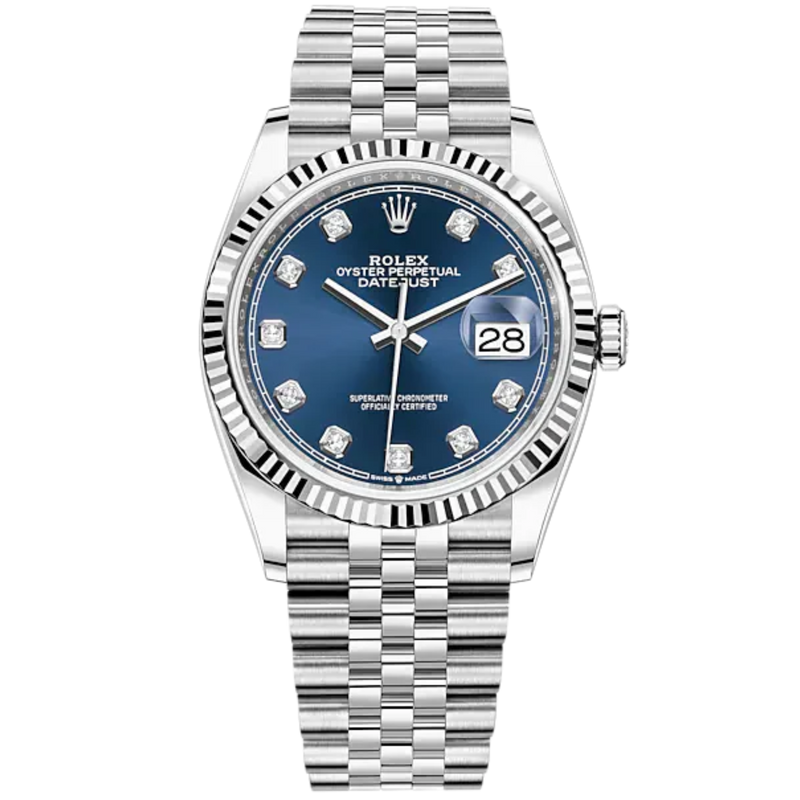 Rolex Datejust Ref. 126234 36mm Jubilee Bracelet White Gold with Blue Diamond-Marker Dial - Rolex