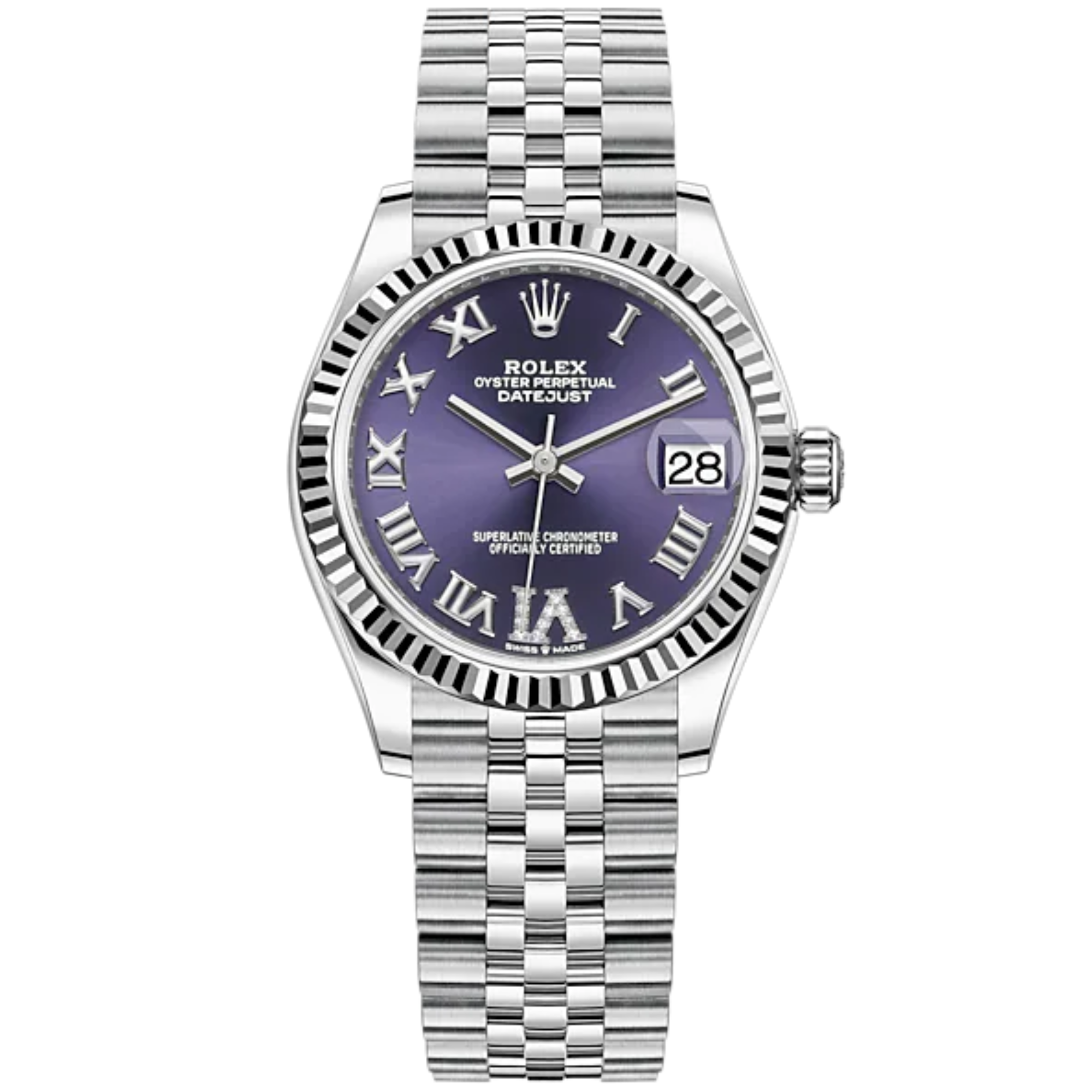 Rolex Datejust Ref. 278274 31mm White Gold with Aubergine Diamond Dial in Jubilee - Rolex