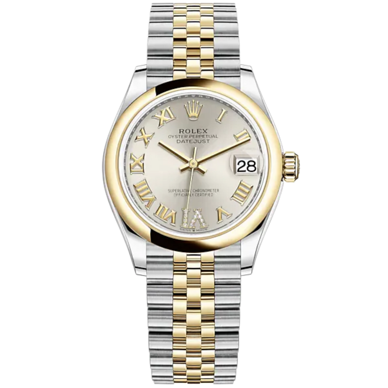 Datejust 31 31mm Jubilee Bracelet Oystersteel and Yellow Gold with Silver Diamond Dial Yellow Gold Bezel - Rolex