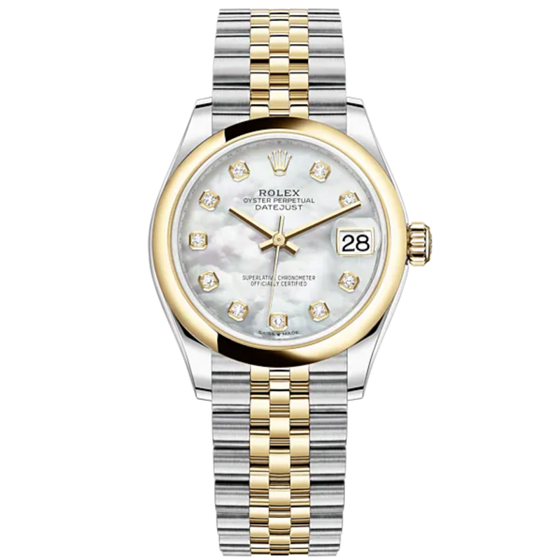 Datejust 31 31mm Jubilee Bracelet Oystersteel and Yellow Gold with White Mother-Of-Pearl Diamond-Set Dial Yellow Gold Bezel - Rolex