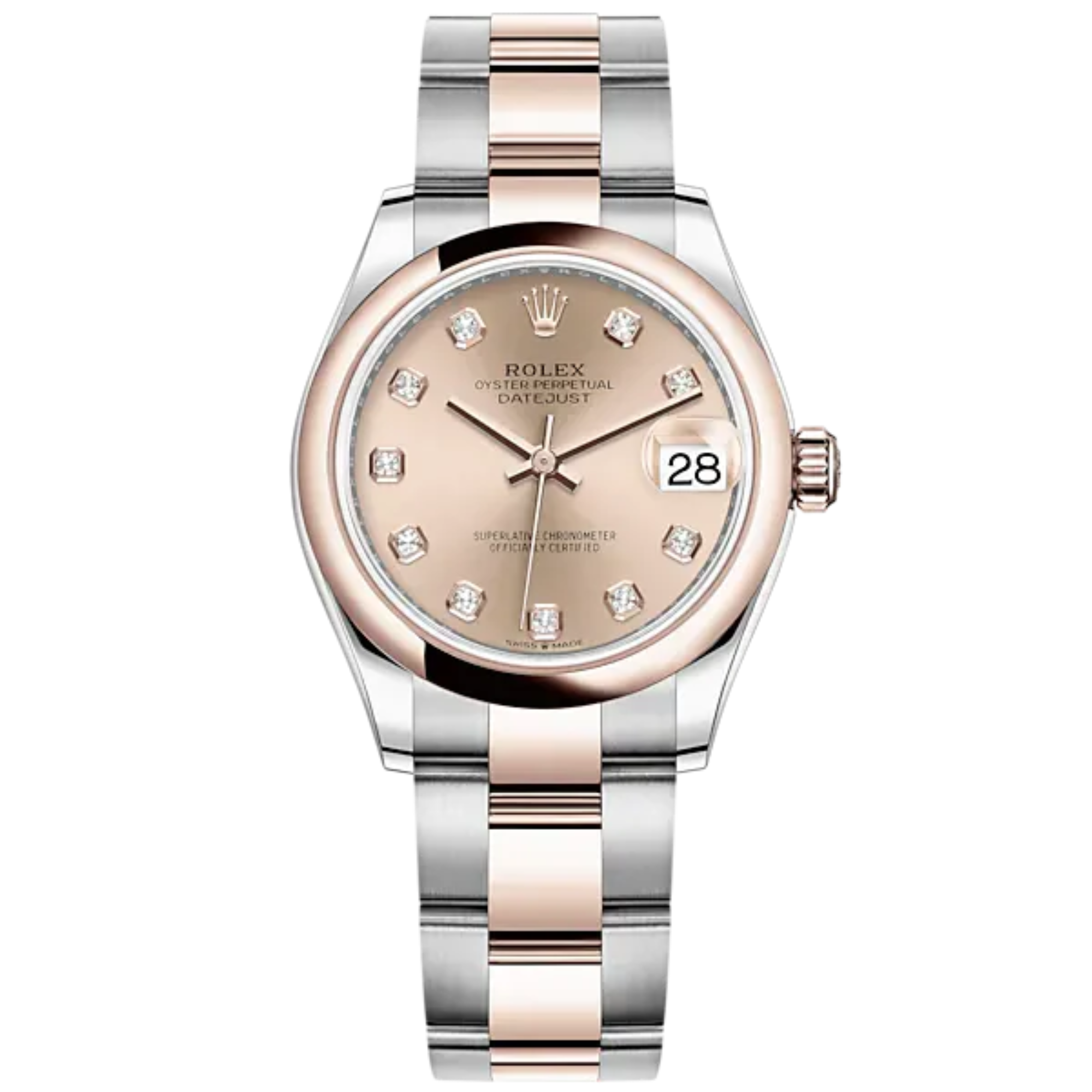 Datejust 31 31mm Oyster Bracelet Oystersteel and Everose Gold with Rosé-Colour Diamond-Set Dial Everose Gold Bezel - Rolex