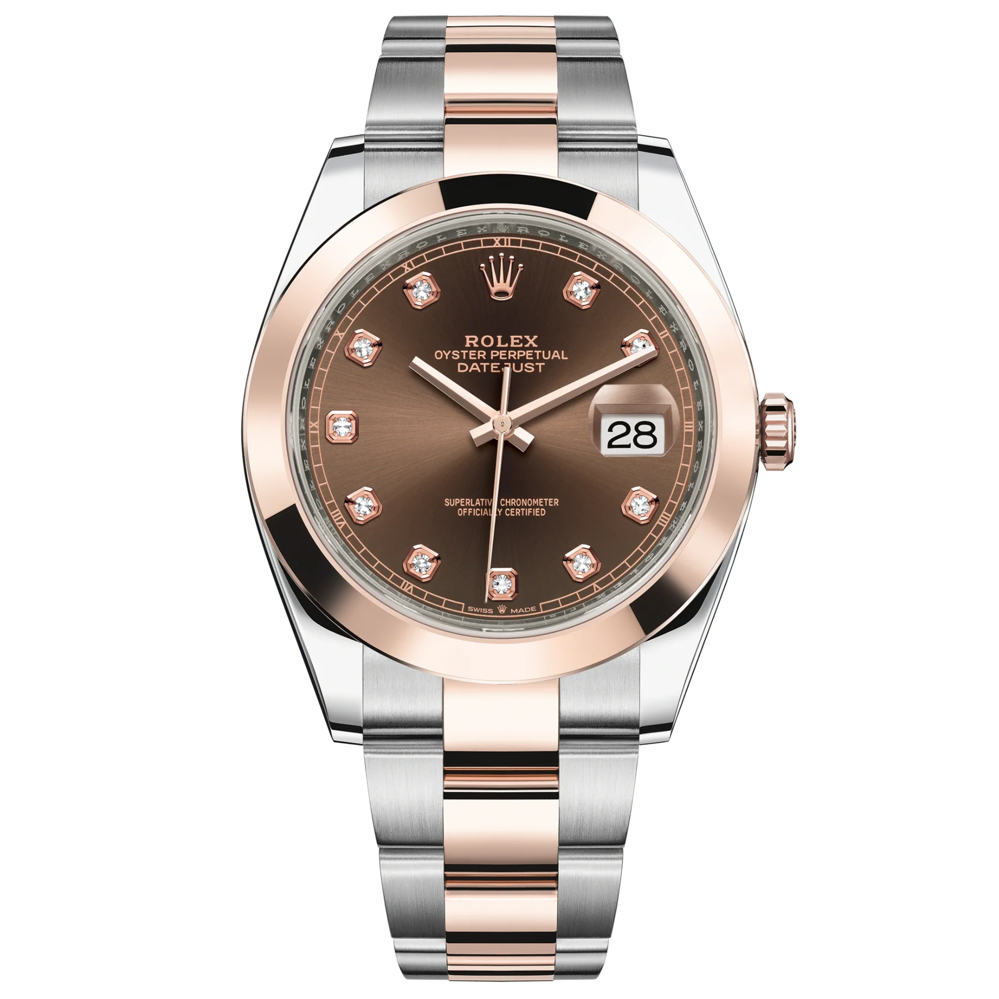 Datejust 41 41mm Oyster Bracelet Oystersteel and Everose Gold with Chocolate Diamond-Set Dial Everose Gold Bezel - Rolex