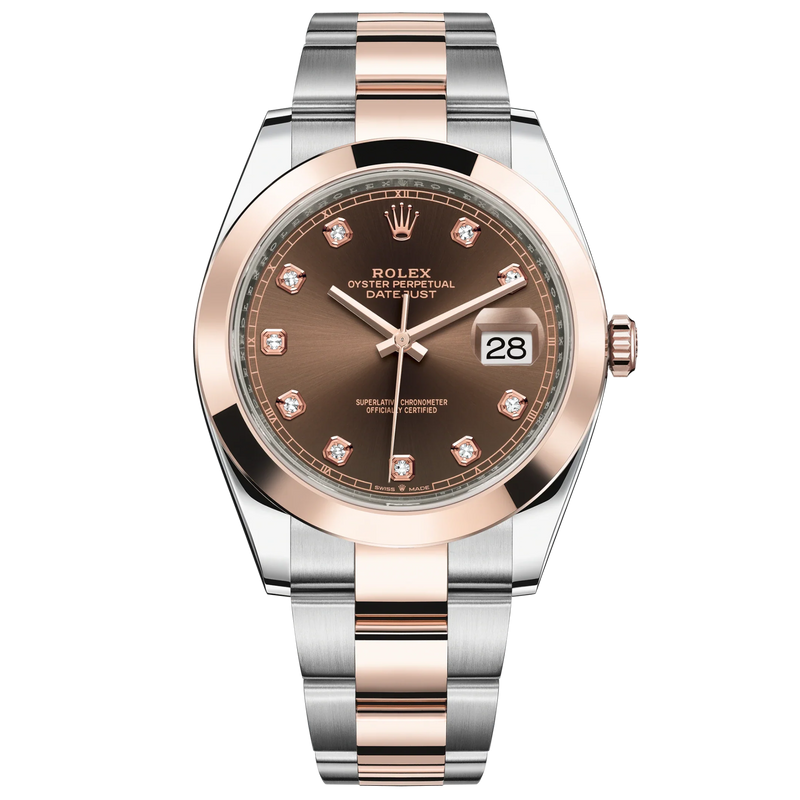Datejust 41 41mm Oyster Bracelet Oystersteel and Everose Gold with Chocolate Diamond-Set Dial Everose Gold Bezel - Rolex