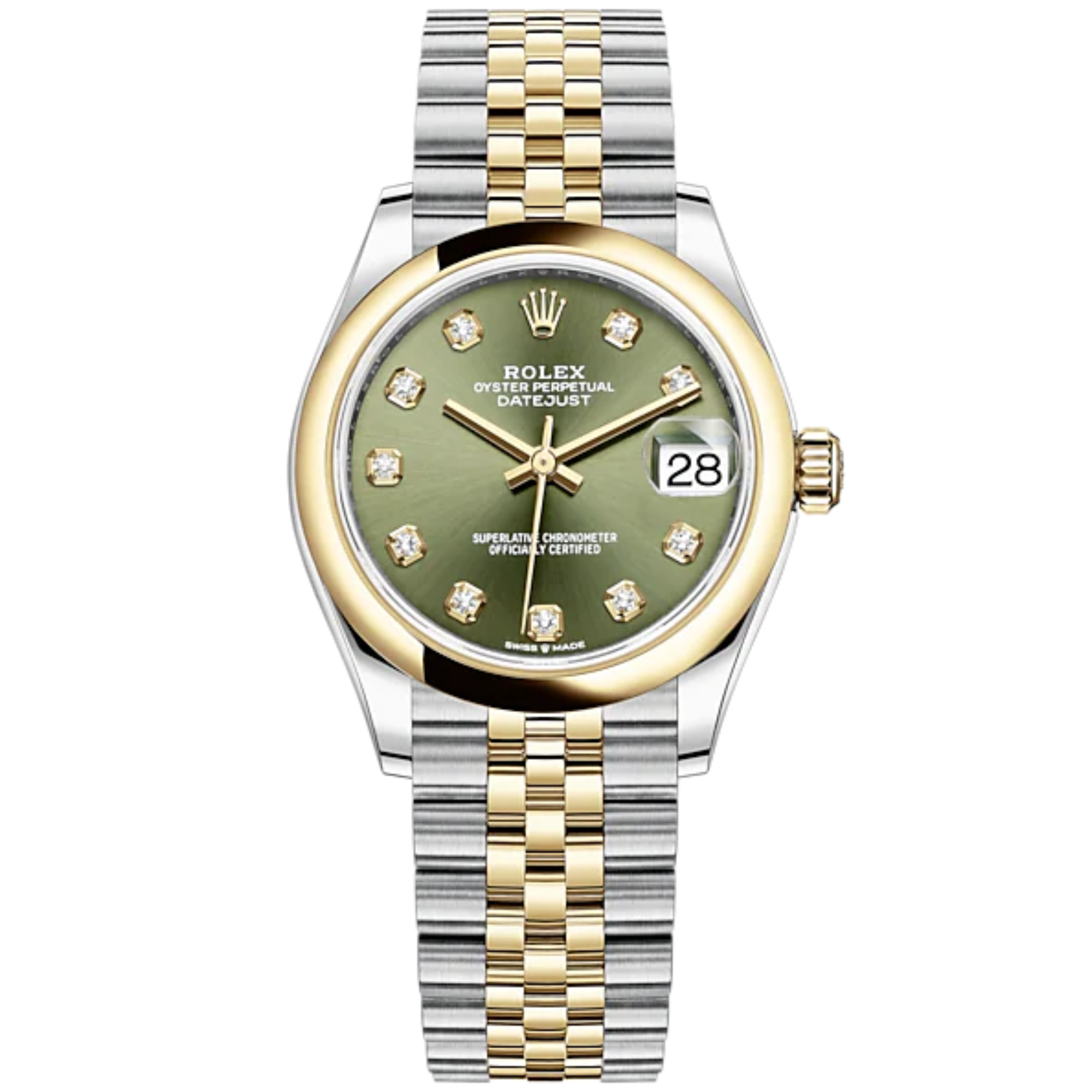 Datejust 31 31mm Jubilee Bracelet Oystersteel and Yellow Gold with Olive-Green Diamond-Set Yellow Gold Bezel - Rolex