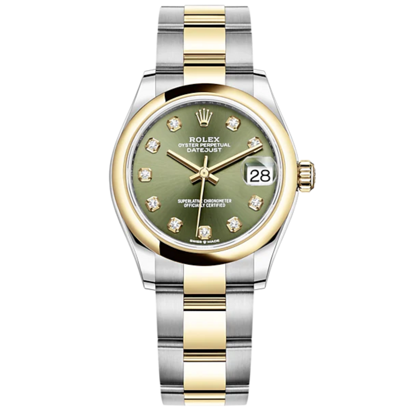 Datejust 31 31mm Oyster Bracelet Oystersteel and Yellow Gold with Olive-Green Diamond-Set Dial Yellow Gold Bezel - Rolex