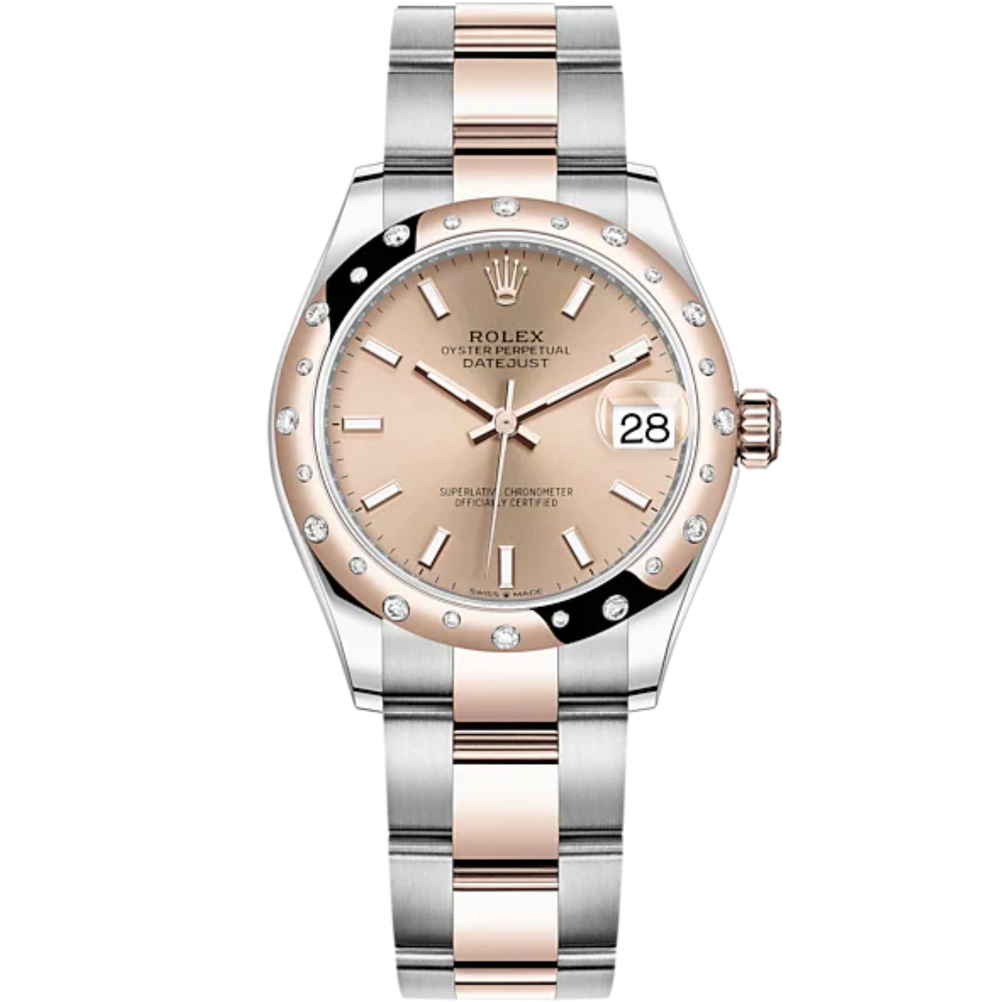 Datejust 31 31mm Oyster Bracelet Oystersteel and Everose Gold with Rosé-Colour Dial Diamond-Set Bezel - Rolex