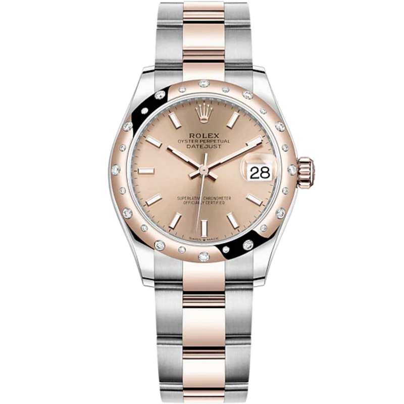 Datejust 31 31mm Oyster Bracelet Oystersteel and Everose Gold with Rosé-Colour Dial Diamond-Set Bezel - Rolex