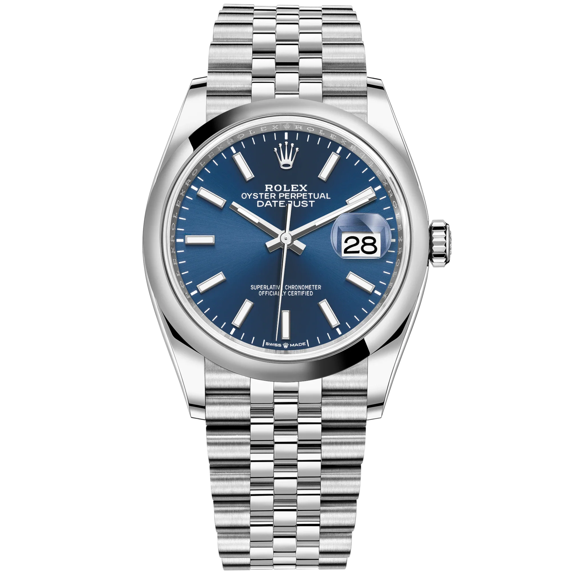 Datejust 36 36mm Oystersteel Jubilee Bracelet with Bright Blue Dial Dial Domed Bezel - Rolex