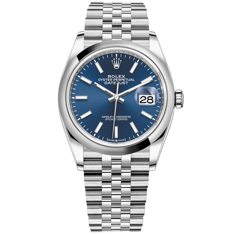 Datejust 36 36mm Oystersteel Jubilee Bracelet with Bright Blue Dial Dial Domed Bezel - Rolex