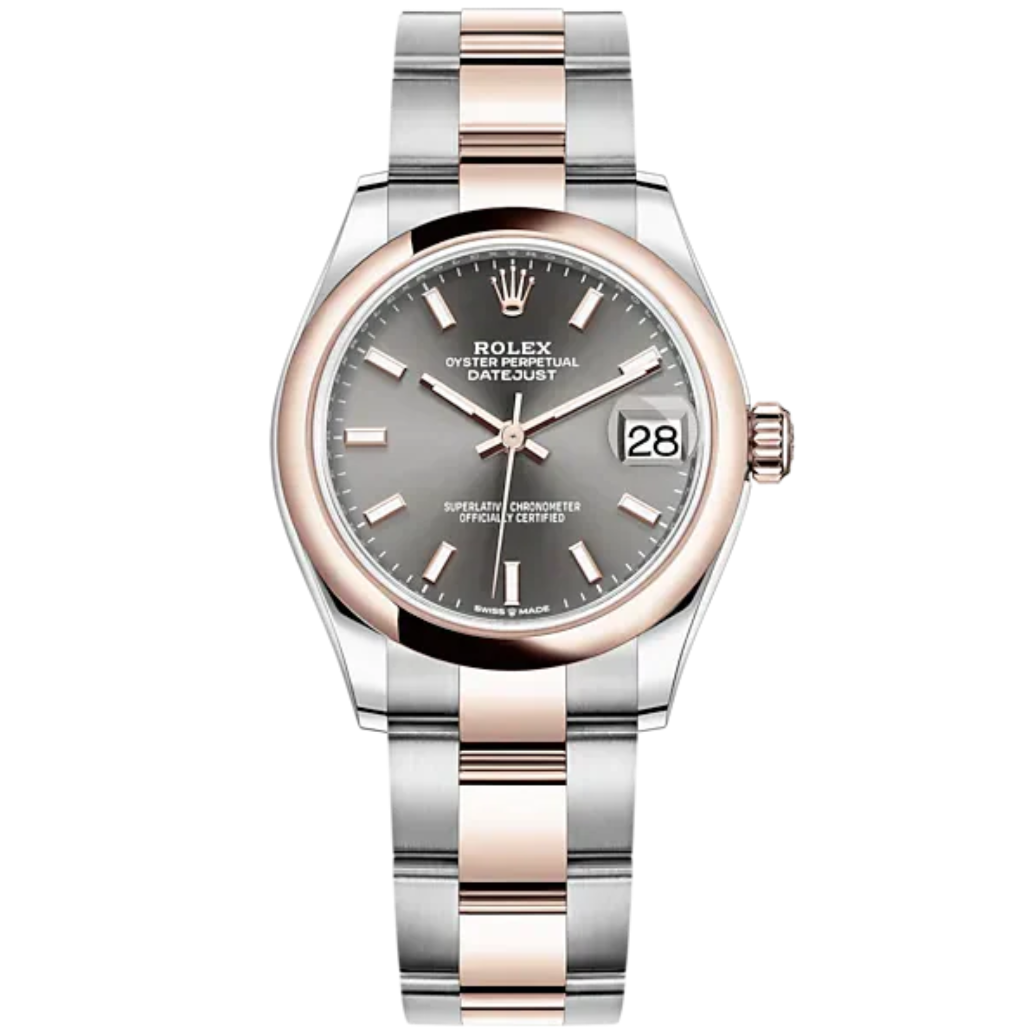 Datejust 31 31mm Oyster Bracelet Oystersteel and Everose Gold with Slate Dial Everose Gold Bezel - Rolex