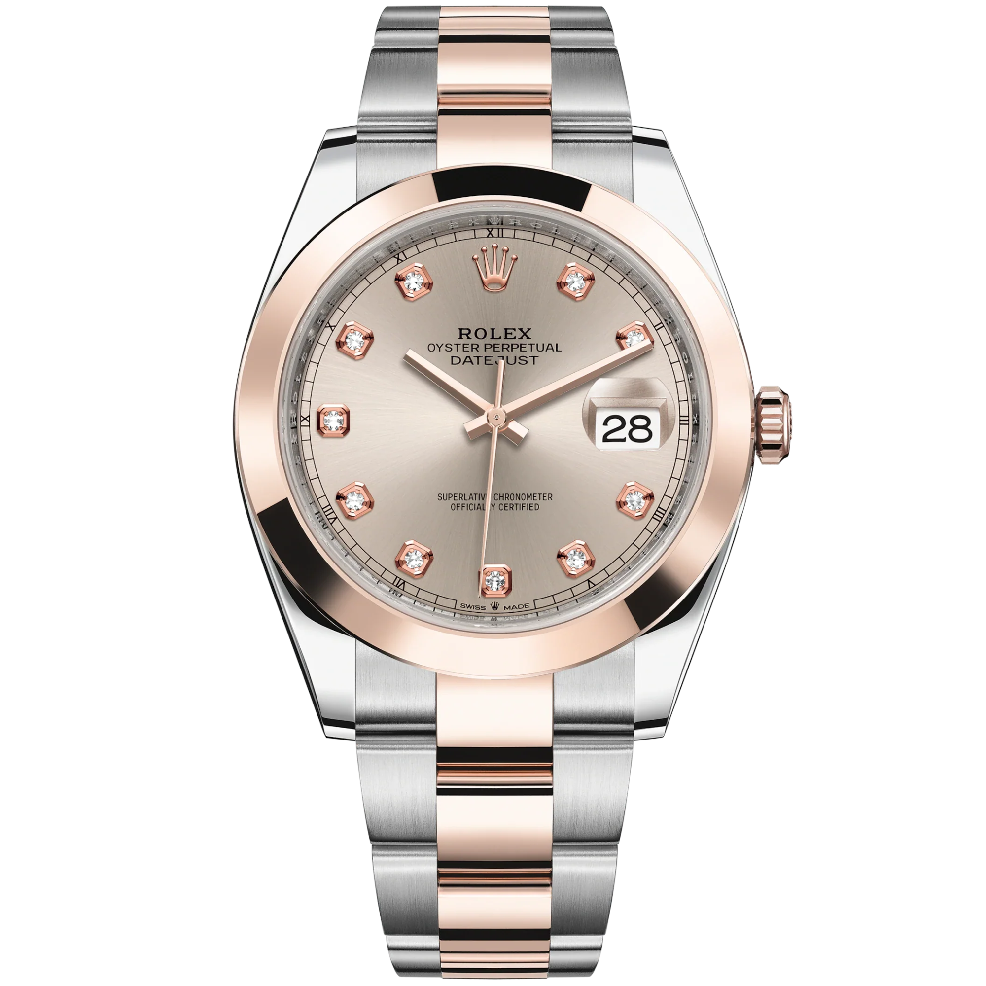 Datejust 41 41mm Oyster Bracelet Oystersteel and Everose Gold with Sundust Diamond-Set Dial Everose Gold Bezel - Rolex