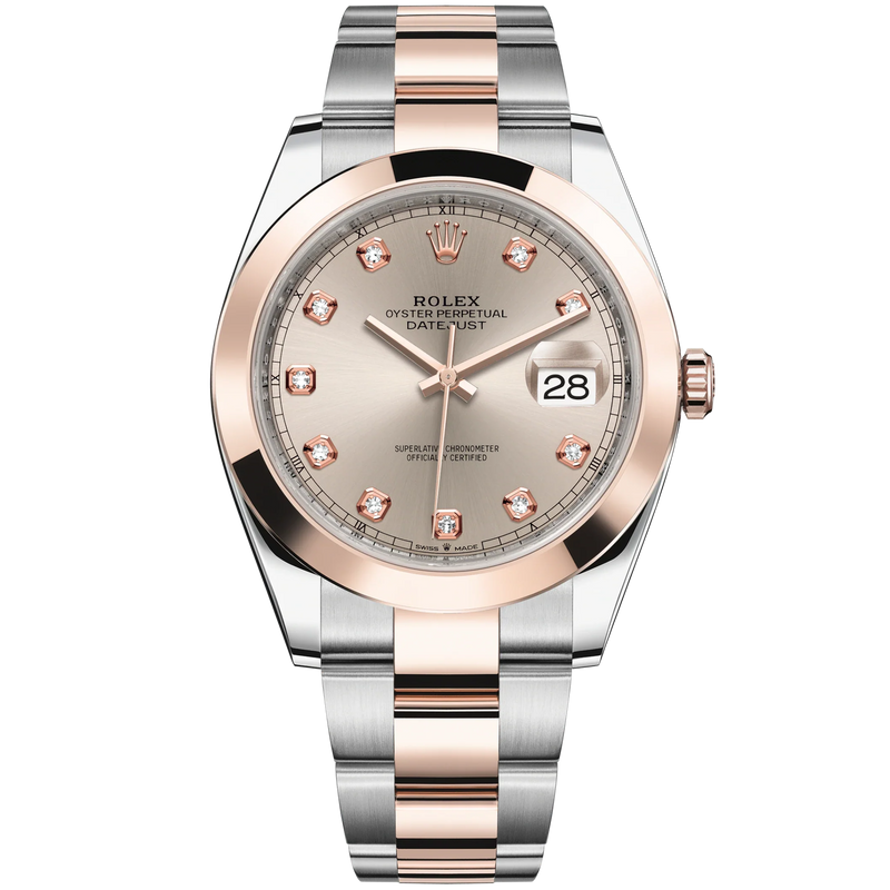 Datejust 41 41mm Oyster Bracelet Oystersteel and Everose Gold with Sundust Diamond-Set Dial Everose Gold Bezel - Rolex