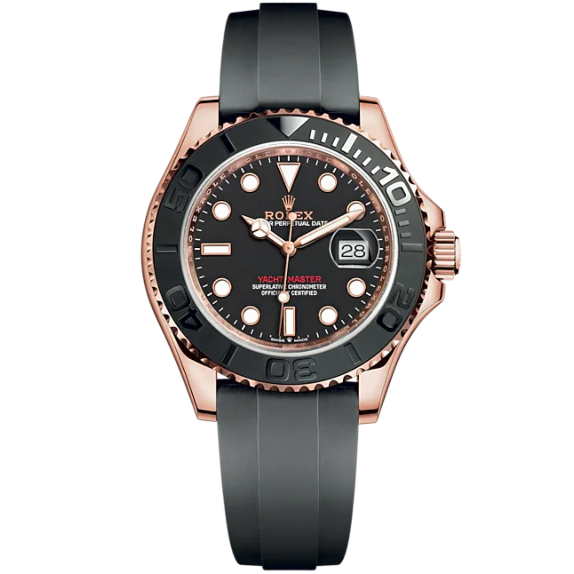 Yacht-Master 40 40mm Oysterflex Bracelet and 18 CT Everose Gold with Intense Black Dial Bidirectional Rotatable Bezel - Rolex