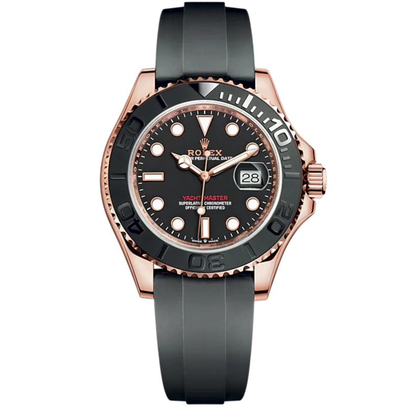 Yacht-Master 40 40mm Oysterflex Bracelet and 18 CT Everose Gold with Intense Black Dial Bidirectional Rotatable Bezel - Rolex