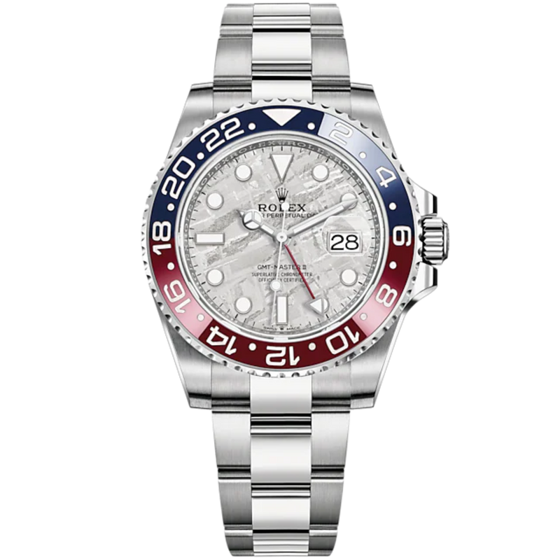 GMT-Master II 40mm Oyster Bracelet and 18 CT White Gold with Meteorite Dial Blue & Red 24-Hour Rotatable Bezel - Rolex