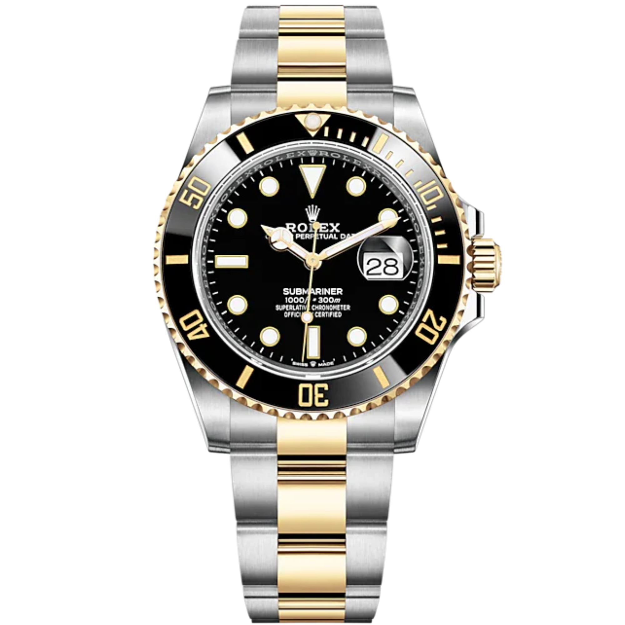 Submariner Date 41mm Oyster Bracelet Oystersteel and Yellow Gold with Black Dial Black Cerachrom Unidirectional Rotatable Bezel - Rolex
