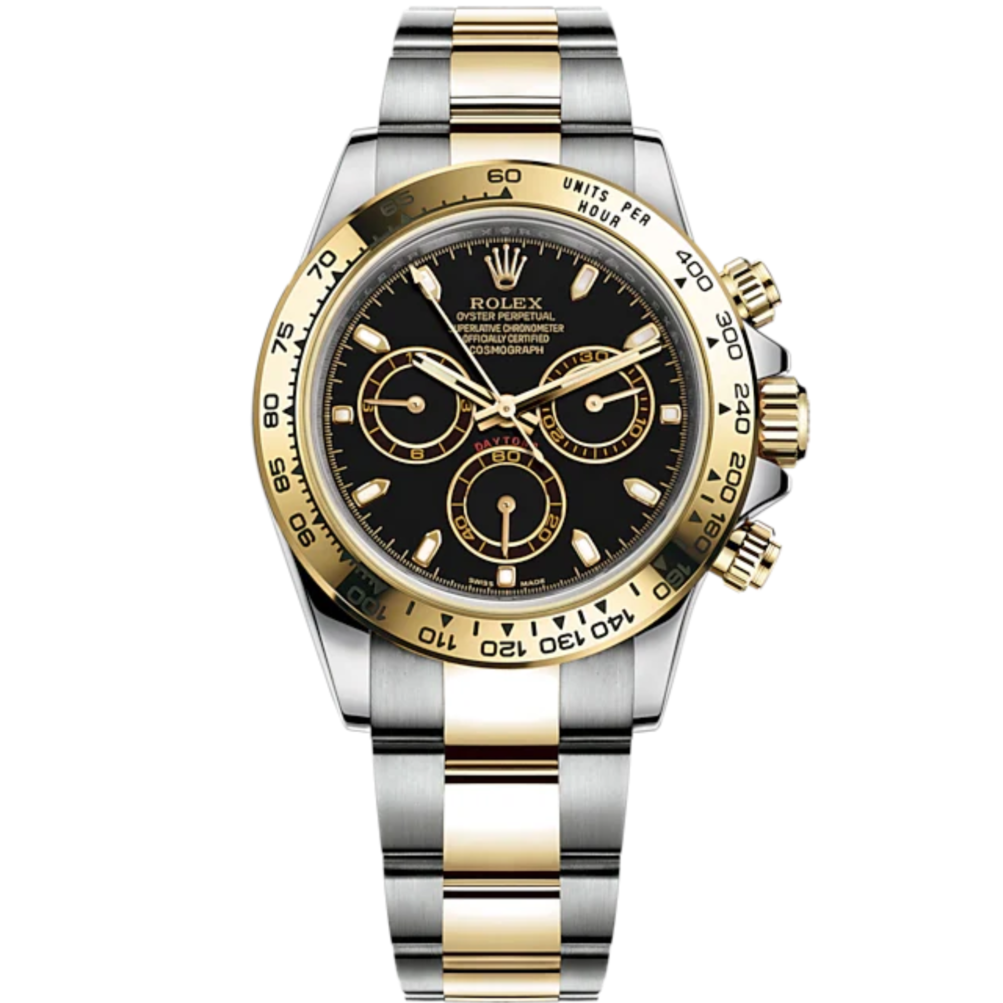 Cosmograph Daytona 40MM Oyster Bracelet Yellow Gold With a Black Dial Yellow Gold Bezel With Engraved Tachymetric Scale - Rolex