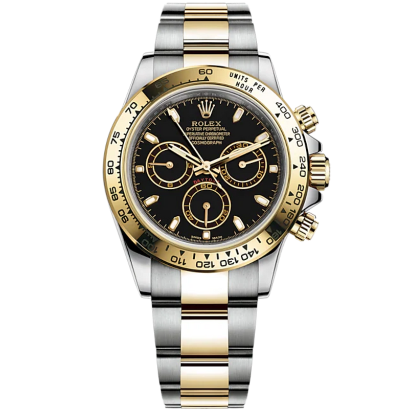 Cosmograph Daytona 40MM Oyster Bracelet Yellow Gold With a Black Dial Yellow Gold Bezel With Engraved Tachymetric Scale - Rolex