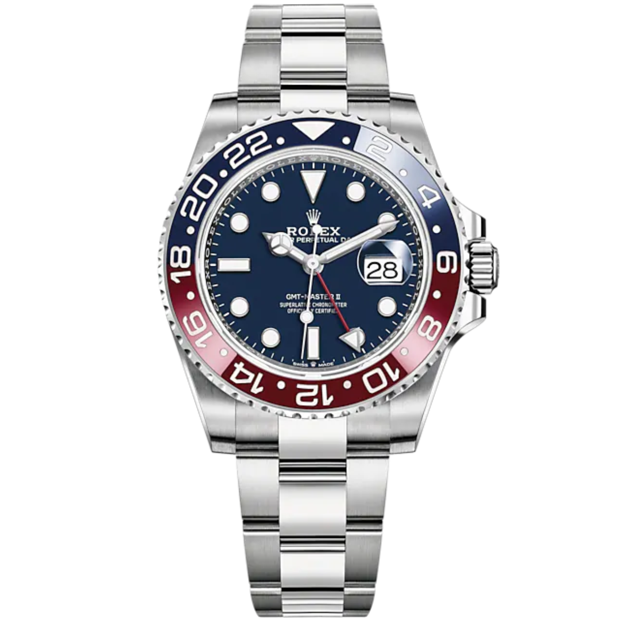 GMT-Master II 40mm Oyster Bracelet and 18 CT White Gold with Midnight Blue Dial Blue & Red 24-Hour Rotatable Bezel - Rolex
