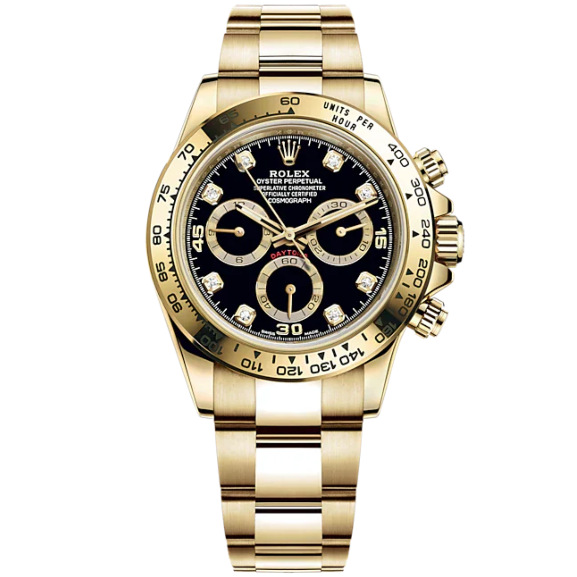 Cosmograph Daytona 40MM Oyster Bracelet Black and Diamond-Set Dial 18 CT Yellow Gold Bezel With Engraved Tachymetric Scale - Rolex